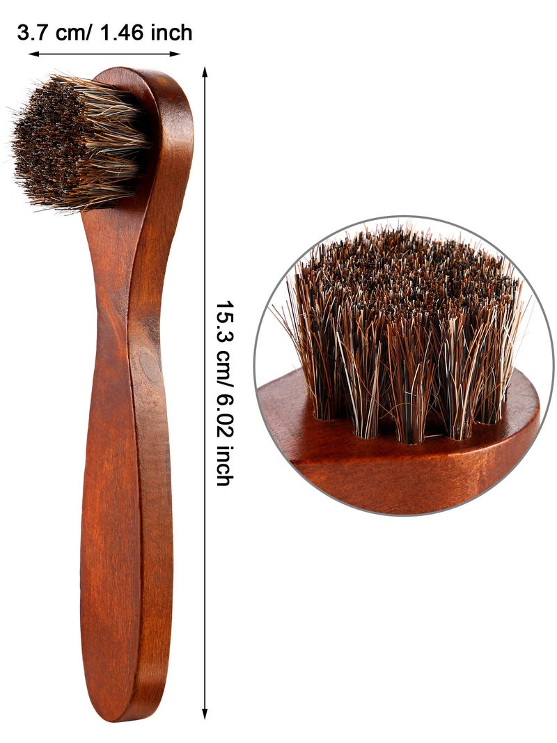 Jovitec 3 Pieces Horsehair Polish Applicator Brush Kit Saddle Soap Shoe Shine Brush Leather Boot Clean Dauber Applicators(Brown) - Image 2